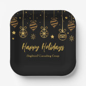 Elegante Black Gold Custom Business Holiday Party Pappteller (Vorderseite)