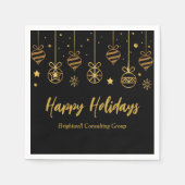 Elegante Black Gold Custom Business Holiday Party Serviette (Vorderseite)