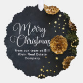 Elegante Black Gold Custom Company Weihnachten Ornament Karte (Vorderseite)