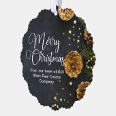 Elegante Black Gold Custom Company Weihnachten Ornament Karte (Links)