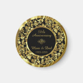 Elegante Black & Gold Damask - Jubiläum Magnet (Vorne)