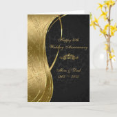 Elegante Black & Gold Damasks Karte (Gelbe Blume)