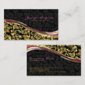 Elegante Black & Gold Damaskus Silver Accents Visitenkarte (Vorne/Hinten)