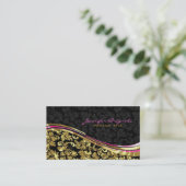 Elegante Black & Gold Damaskus Silver Accents Visitenkarte (Stehend Vorderseite)