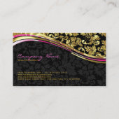 Elegante Black & Gold Damaskus Silver Accents Visitenkarte (Rückseite)