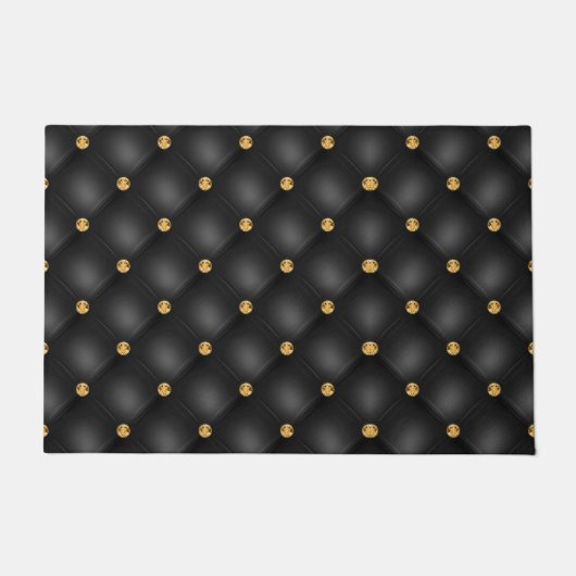 Elegante Black Gold Diamond Tufted Doormat Fußmatte (Vorderseite)