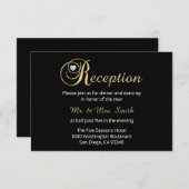 Elegante Black Gold Diamond Wedding RECEPTION Card Begleitkarte (Vorne/Hinten)