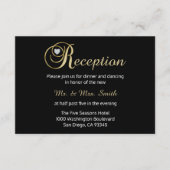 Elegante Black Gold Diamond Wedding RECEPTION Card Begleitkarte (Vorderseite)