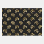 Elegante Black Gold Dragon Wrapping Paper Sheets Geschenkpapier Set (Vorderseite 2)
