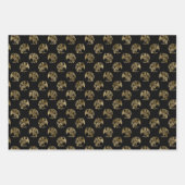 Elegante Black Gold Dragon Wrapping Paper Sheets Geschenkpapier Set (Vorderseite 3)