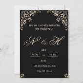 Elegante Black & Gold-Einladung Einladung (Vorderseite)