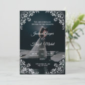 Elegante Black & Gold-Einladung Einladung (Stehend Vorderseite)