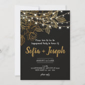 Elegante Black Gold-Engagement-Party einladen Einladung (Vorderseite)