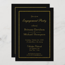 Elegante Black Gold Engagement Party Einladung