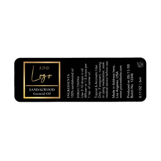 Elegante Black & Gold Essential Oil Dropper Flasch (Vorne)