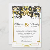 Elegante Black Gold Eucalyptus Geometric Wedding Einladung (Vorderseite)