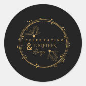 Elegante Black & Gold feiern gemeinsam und immer Runder Aufkleber (Vorderseite)