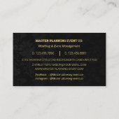 Elegante Black & Gold Floral Event Planner Visitenkarte (Rückseite)
