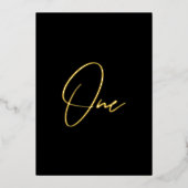 Elegante Black & Gold Foil Hochzeit Tischnummer (Vorderseite)