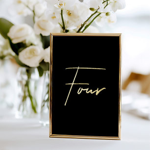 Elegante Black & Gold Foil Hochzeit Tischnummer