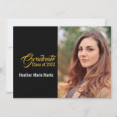Elegante Black Gold Foto Abschluss Celebration Einladung (Vorderseite)