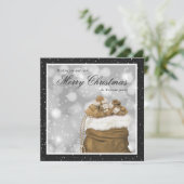 Elegante Black Gold Frohe Weihnachtskarten Feiertagskarte (Stehend Vorderseite)