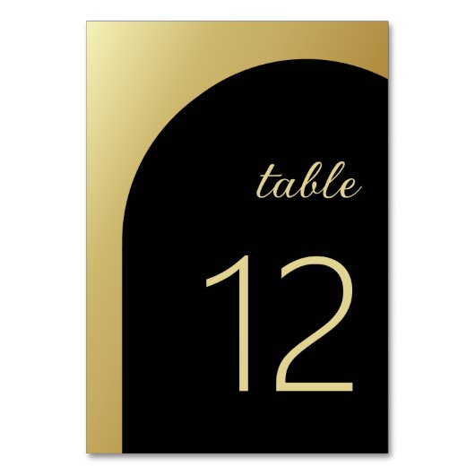 Elegante Black Gold Gastname Wedding Tischnummer (Rückseite)