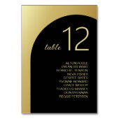Elegante Black Gold Gastname Wedding Tischnummer (Vorderseite)