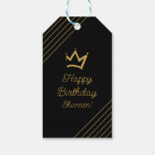 Elegante Black Gold Geburtstagskrone Geschenkanhänger (Rückseite)