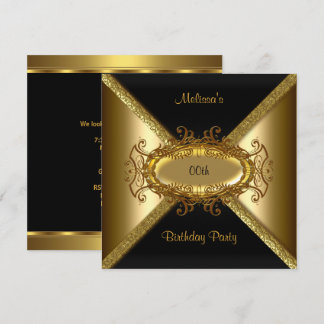 Elegante Black Gold Geburtstagsparty Einladung