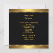 Elegante Black Gold Geburtstagsparty Einladung (Rückseite)