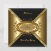 Elegante Black Gold Geburtstagsparty Einladung (Vorderseite)
