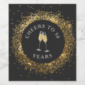 Elegante Black & Gold Geburtstagsweine Weinetikett (Einzelnes Label)