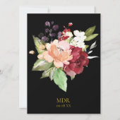 Elegante Black Gold Geometric Floral Quinceñera Einladung (Rückseite)