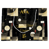 Elegante Black & Gold geometrische Geschenktasche Große Geschenktüte (Vorderseite)