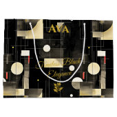 Elegante Black & Gold geometrische Geschenktasche Große Geschenktüte (Rückseite)