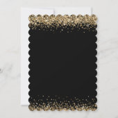 Elegante Black Gold Glitzer Borders Wedding Einladung (Rückseite)