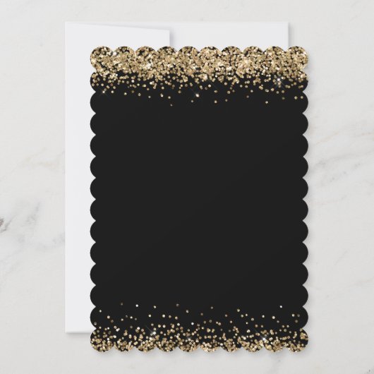 Elegante Black Gold Glitzer Borders Wedding Einladung (Rückseite)