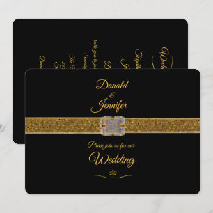 Elegante Black Gold Glitzer Brooch Einladung