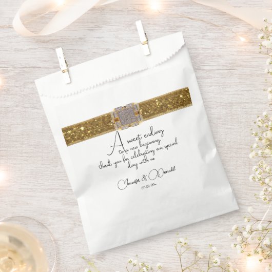 Elegante Black Gold Glitzer Brooch Geschenktütchen (Ausgeschnitten)