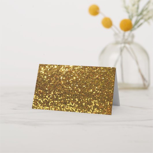 Elegante Black Gold Glitzer Brooch Platzkarte (Rückseite)