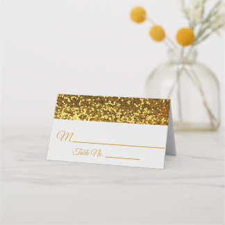Elegante Black Gold Glitzer Brooch Platzkarte