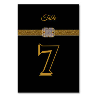 Elegante Black Gold Glitzer Brooch Tischnummer