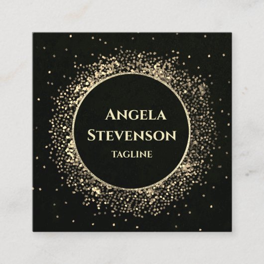 Elegante Black Gold Glitzer Business Card Quadratische Visitenkarte (Vorderseite)