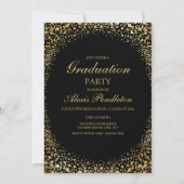 Elegante Black Gold Glitzer Graduation Party Einladung (Vorderseite)
