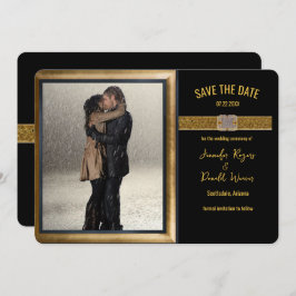 Elegante Black Gold Glitzer Hochzeit Save The Date