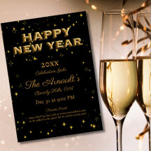 Elegante Black Gold Glitzern - Neujahr