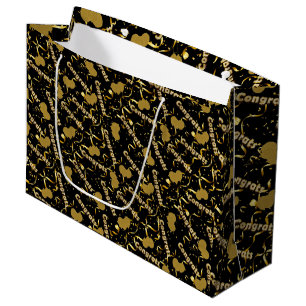 Elegante Black & Gold Glückwunschs Special Große Geschenktüte