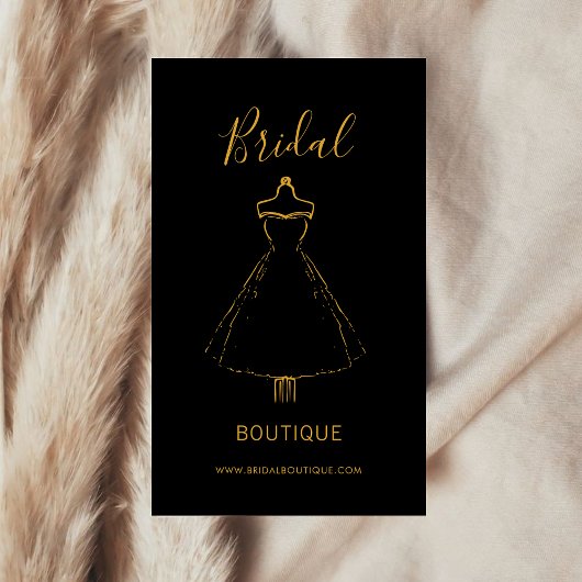 Elegante Black & Gold Gown Bride Stylist Boutique Visitenkarte
