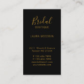 Elegante Black & Gold Gown Bride Stylist Boutique Visitenkarte (Rückseite)